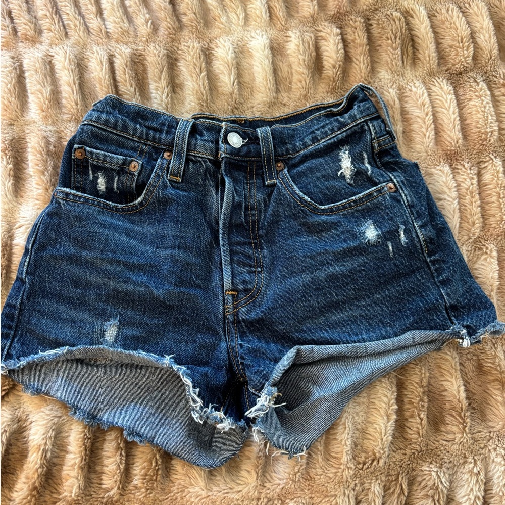 Levi's Blue Jean Shorts Distressed Cut-Off